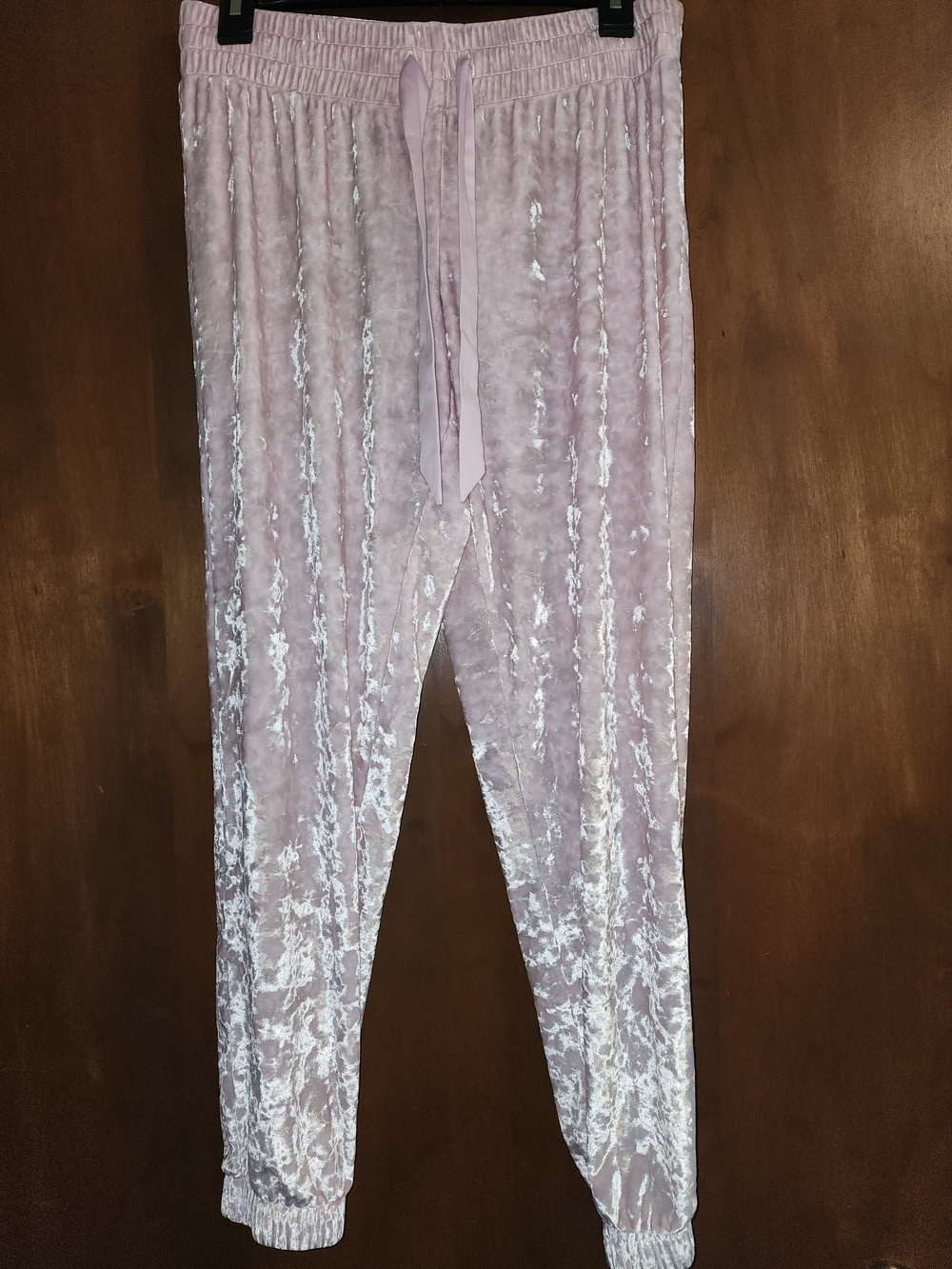 Victoria's Secret Light Pink Crushed Velvet Joggers